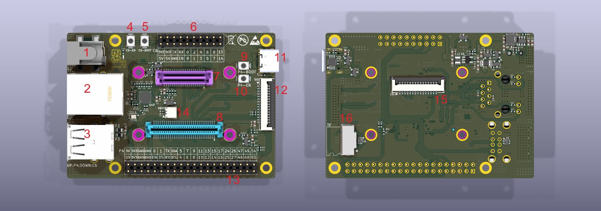 YeaCreate-P4-EXTEND Expansion Board Function List