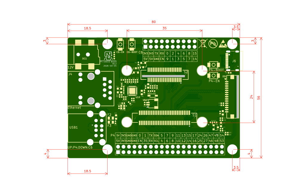 YeaCreate-P4-EXTEND Expansion Board Size