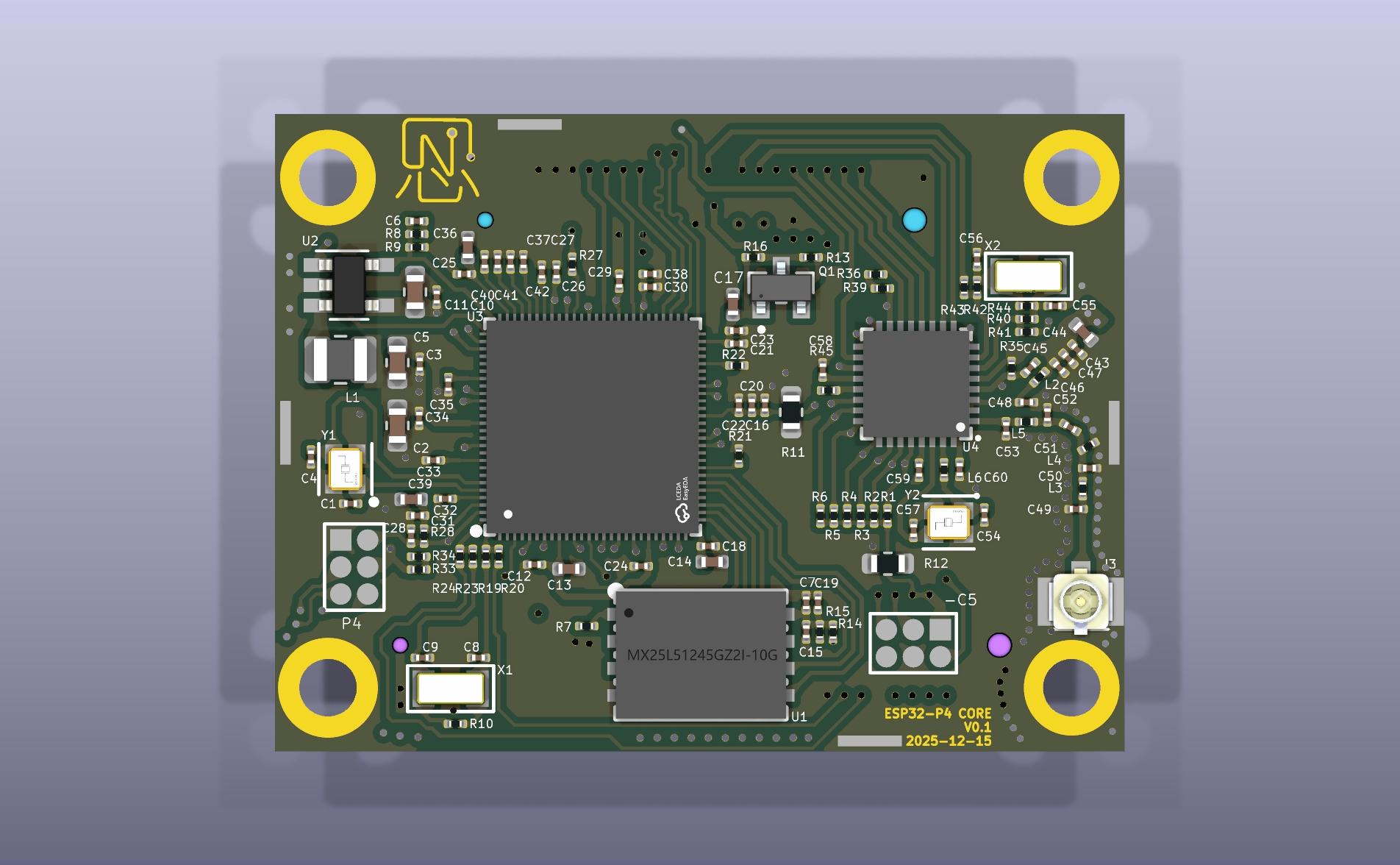 YeaCreate-ESP32-P4-CORE核心板正面